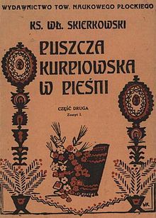 zdjęcie przedstawiające stronę tytułową pierwszego wydania zbioru "Puszcza kurpiowska w pieśni"